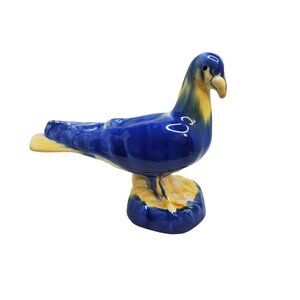 vintage porcelain blue glazed lifesize bird figurine
